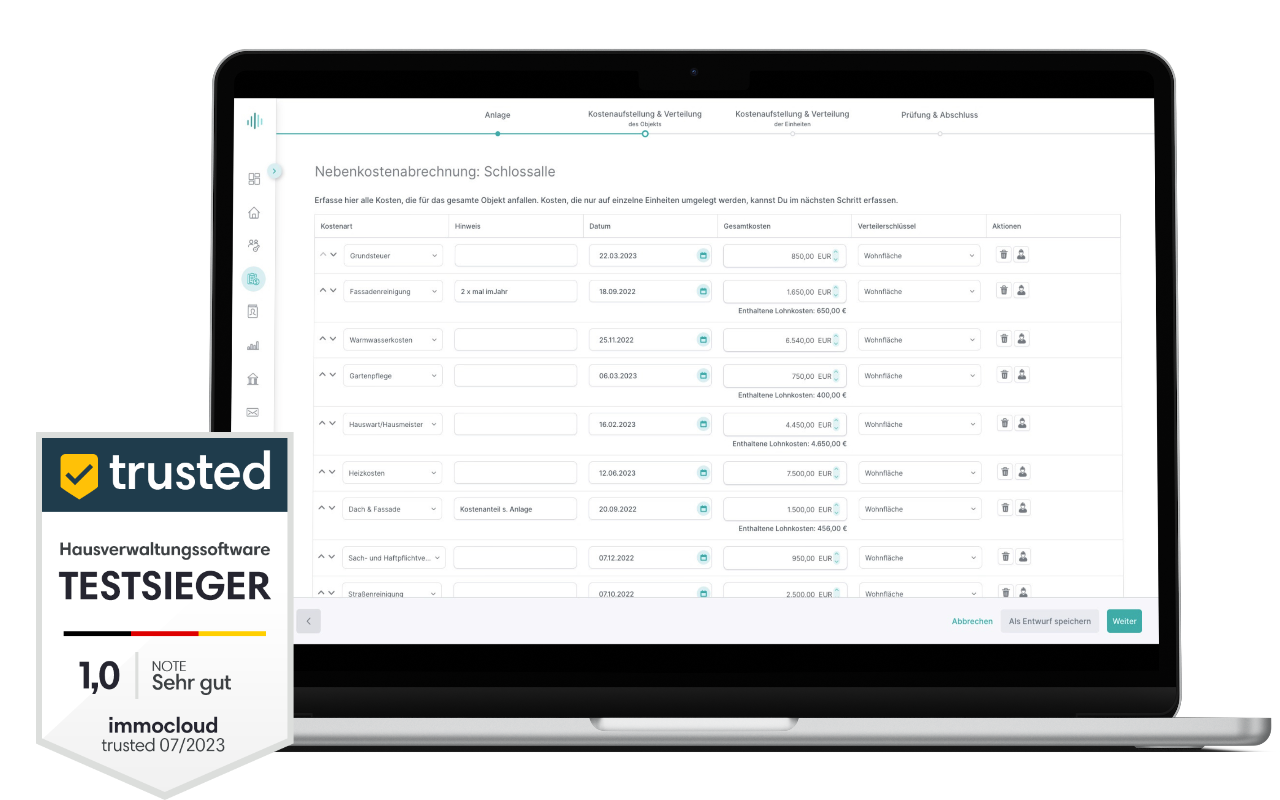 Betriebskostenabrechnung immocloud