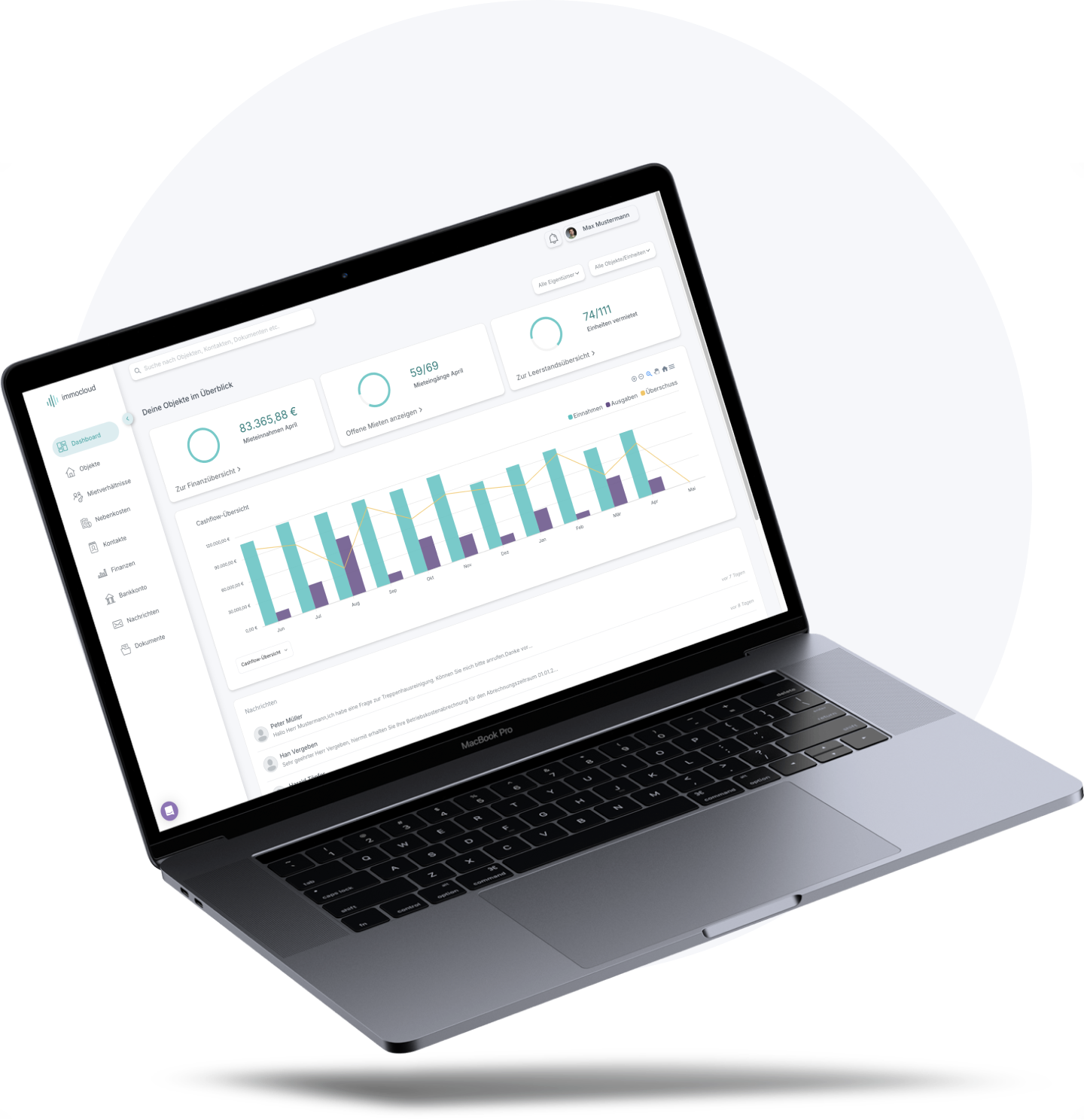 Ansicht immocloud Dashboard