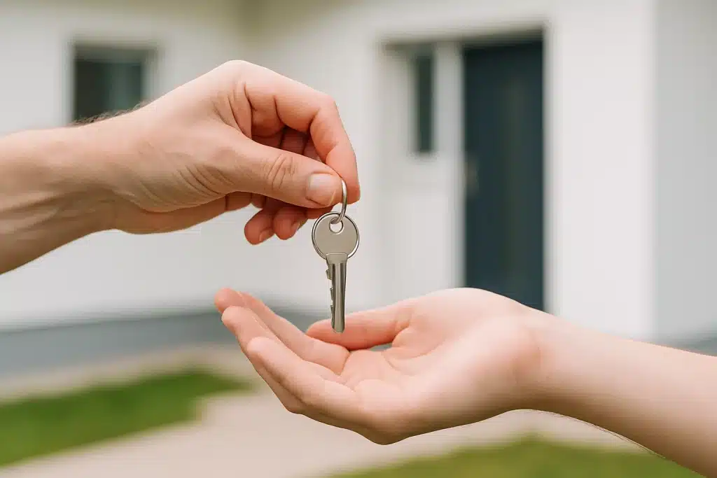 Schluesseluebergabe eines Hauses
