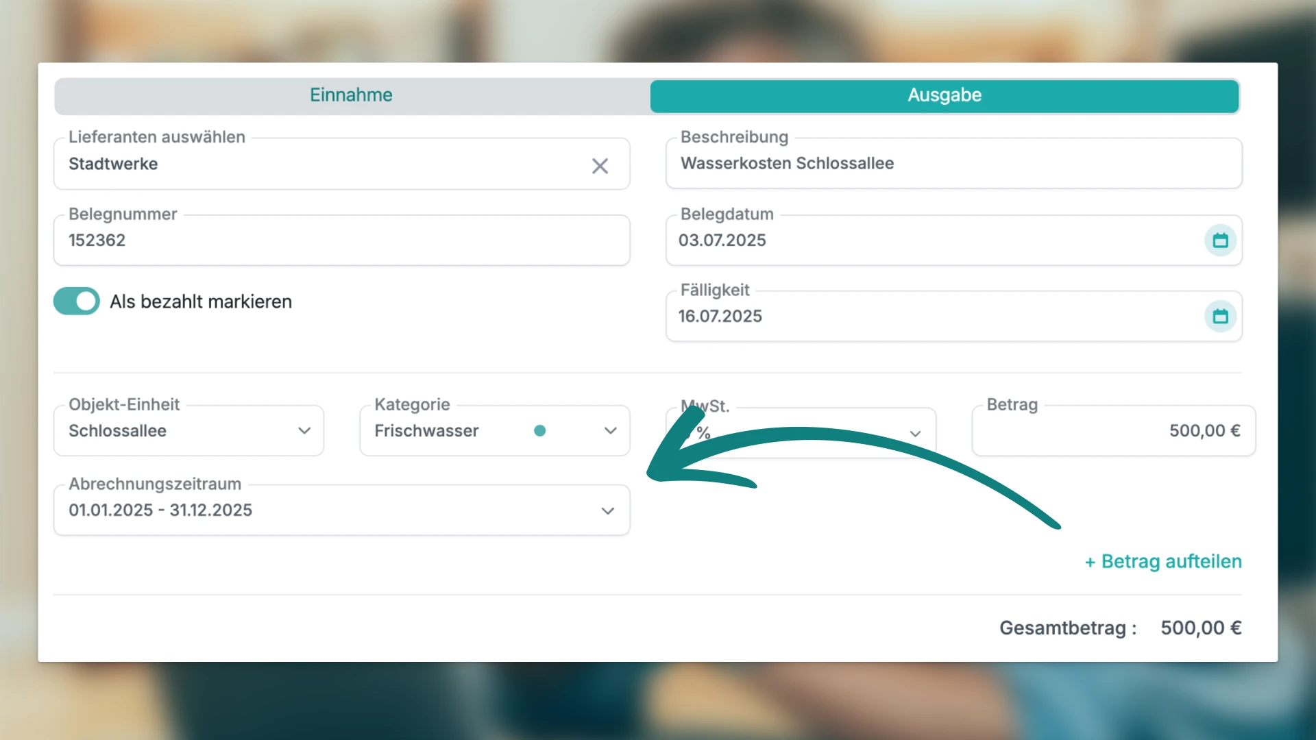Betriebskosten buchen in immocloud
