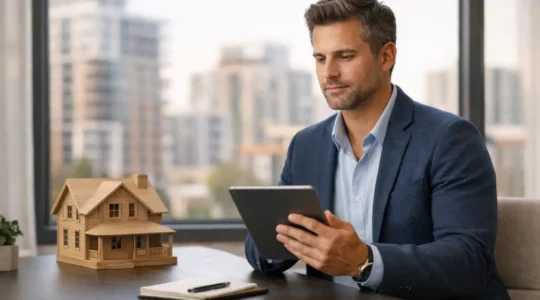 Immobilieninvestor am Schreibtisch