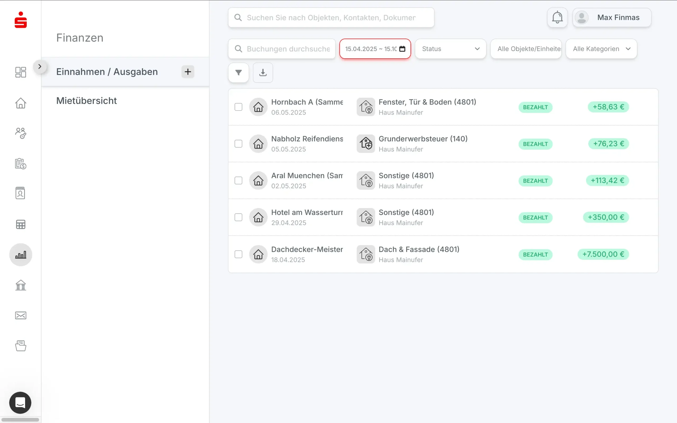 Finanzverwaltung im Cockpit Immobilie