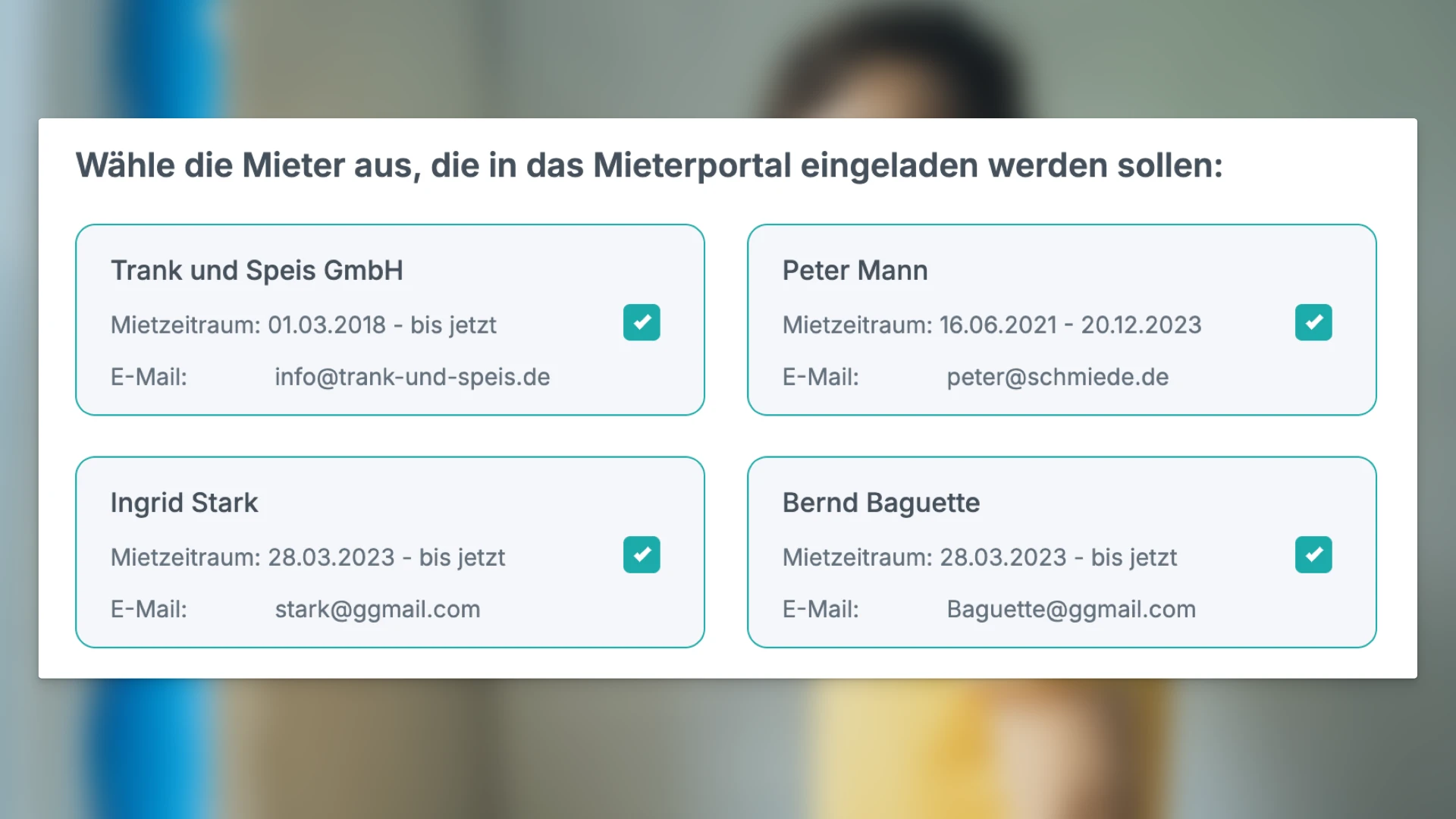 Einladung der Mieter ins Mieterportal