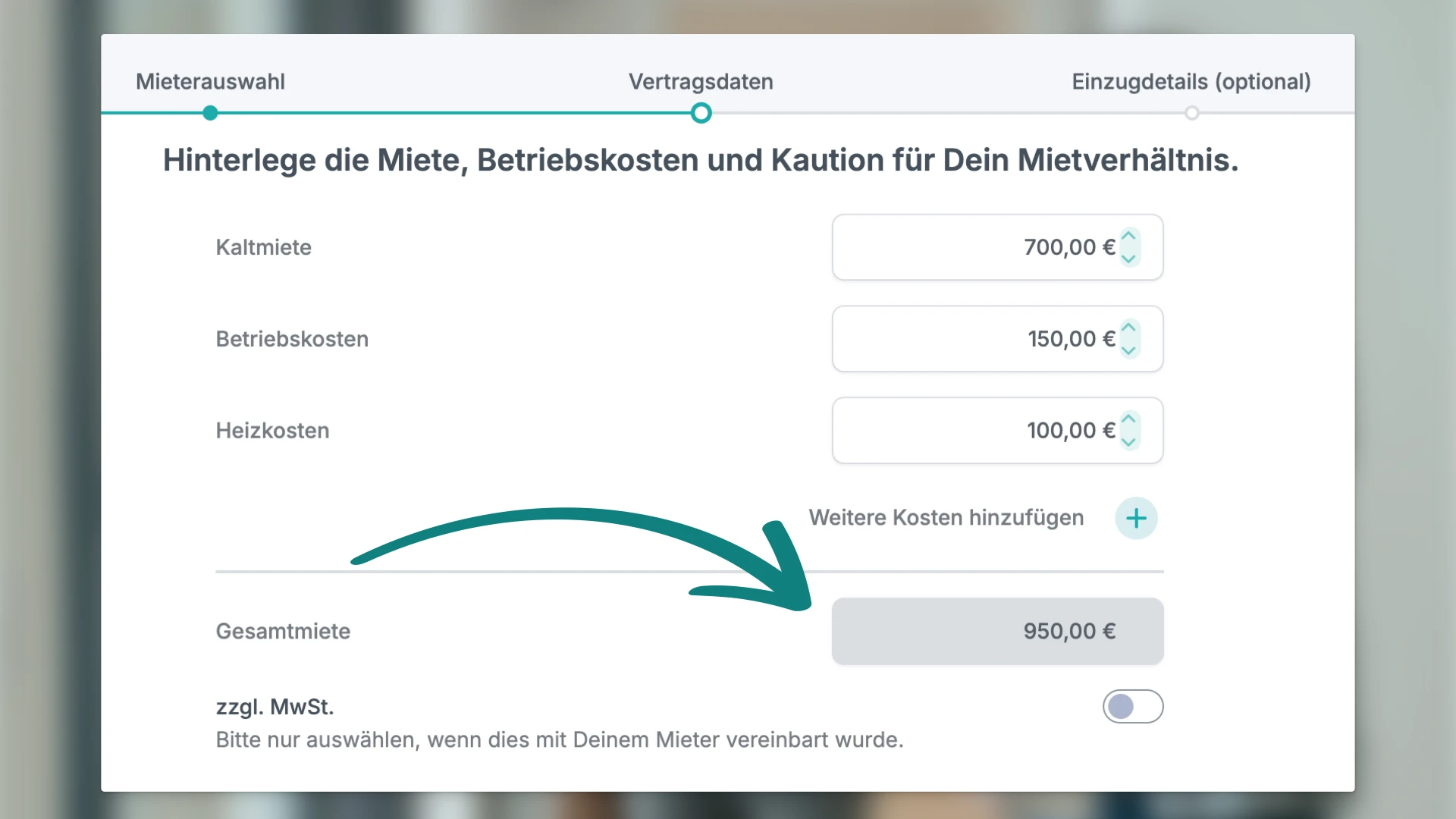 Mietstatus eintragen