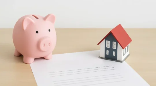 Sparschwein und Miniatur-Haus