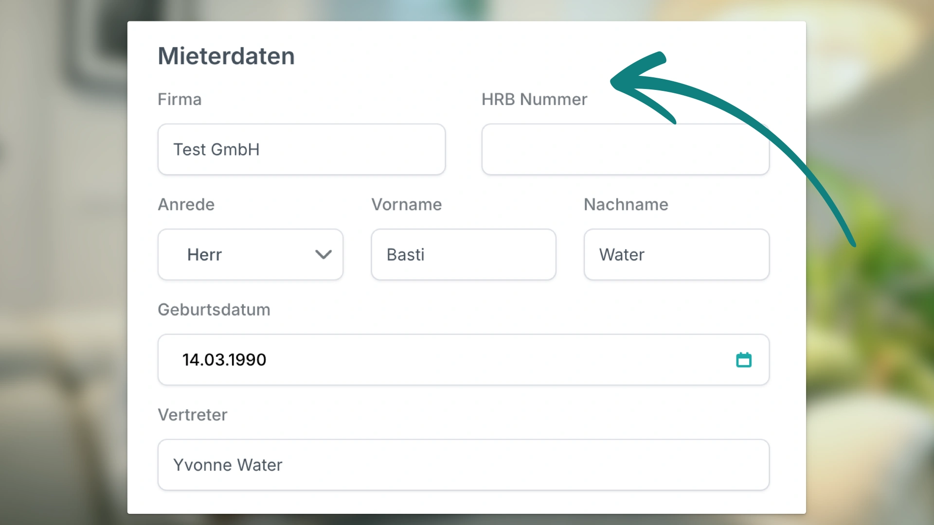 Mieterdaten im Mietvertrag