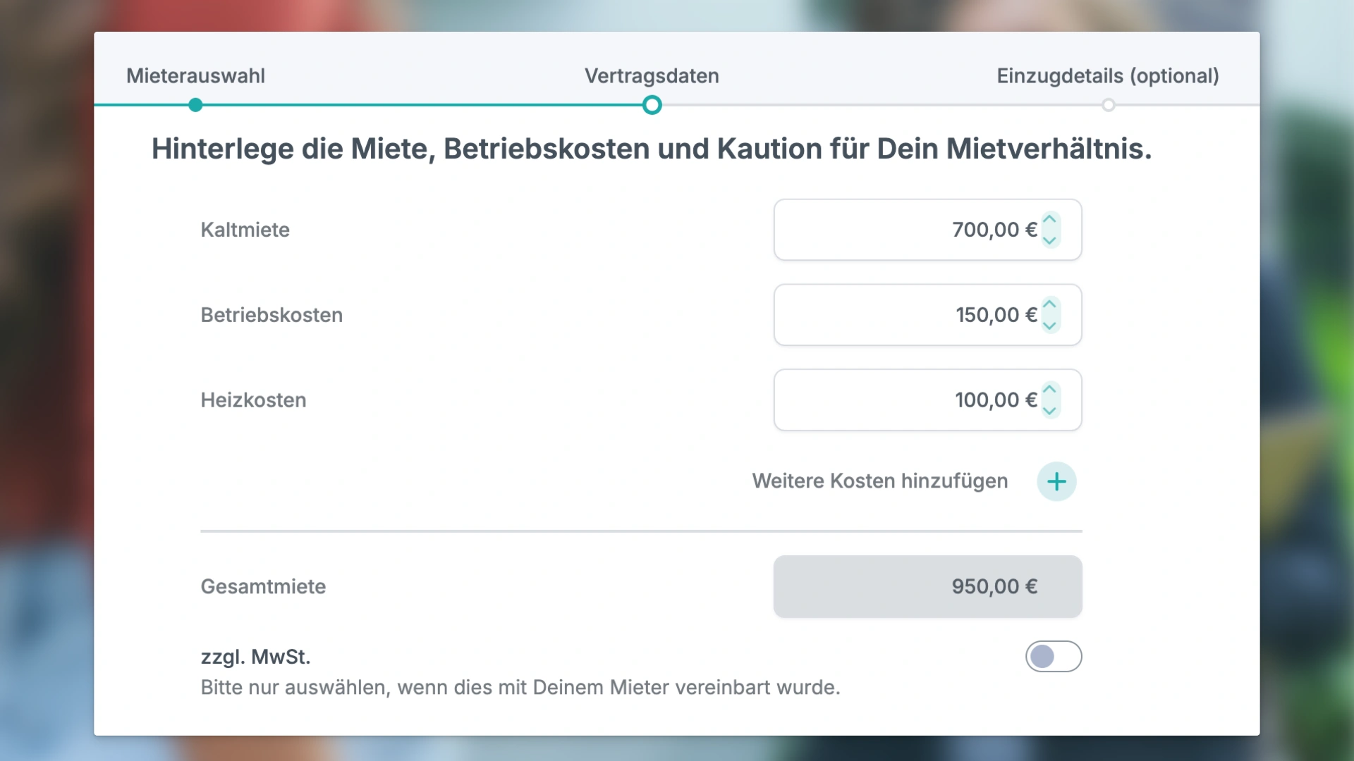 Mietverhältnis anlegen