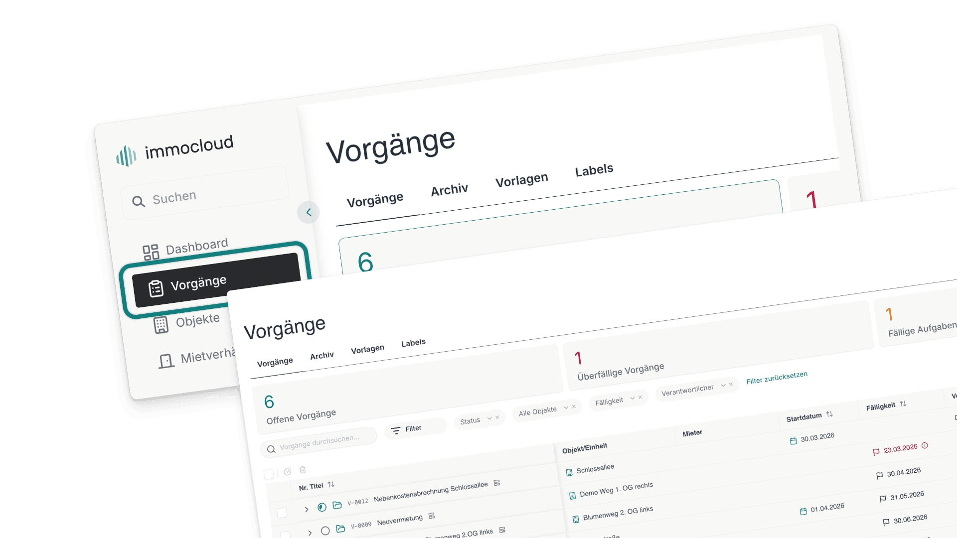 Vorgangsmanagement in immocloud