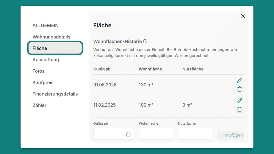 Flächenanpassung in der Einheit